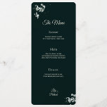 Menú Elegant emerald Green baby's breath<br><div class="desc">Celebrate your special day with this elegant emerald green floral wedding invitation. Featuring delicate white blossoms of baby's breath cascading from the top against a rich deep green background, this design evokes a romantic evening garden atmosphere with a touch of luxury. Perfect for formal weddings, winter ceremonies, botanical themes, or...</div>