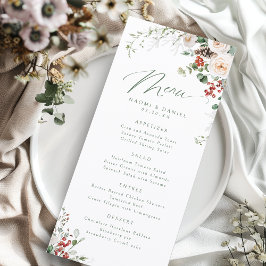 Menú Elegant Festive Floral Holiday Winter Wedding