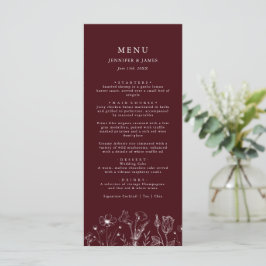 Menú Elegant Floral Burgundy Wedding 