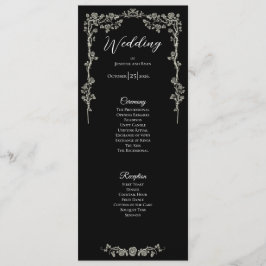 Menú Elegant floral Gothic Wedding Program