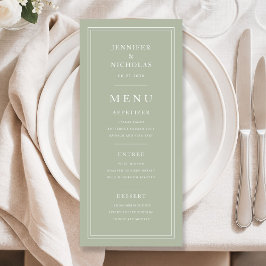 Menú Elegant Formal Sage Green Wedding