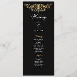 Menú Elegant gold Gothic Wedding Program