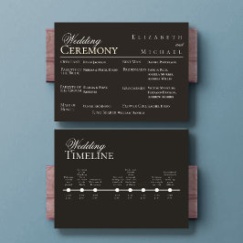 Menú Elegant Gold Minimalist Wedding Program Timeline