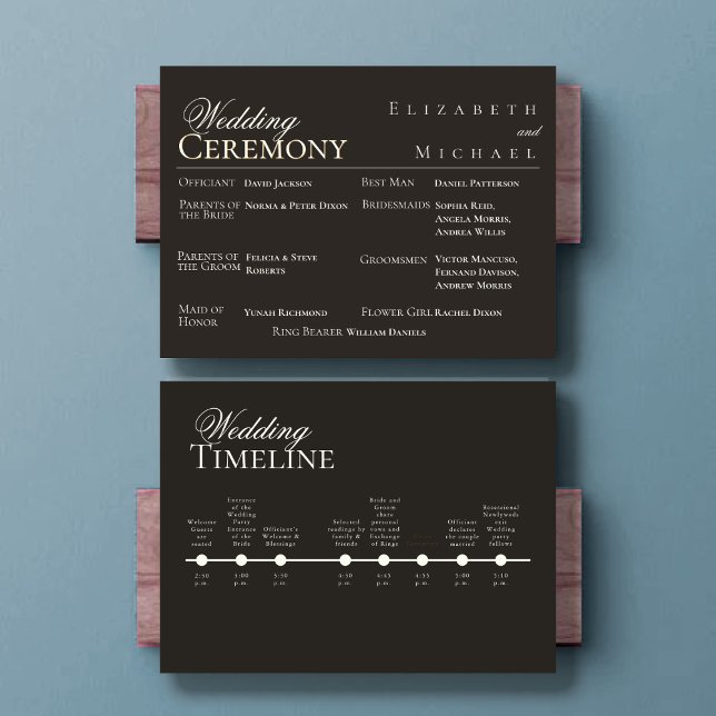 Menú Elegant Gold Minimalist Wedding Program Timeline (Subido por el creador)