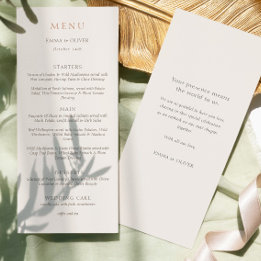 Menú Elegant Ivory Copper Script Double Side Wedding