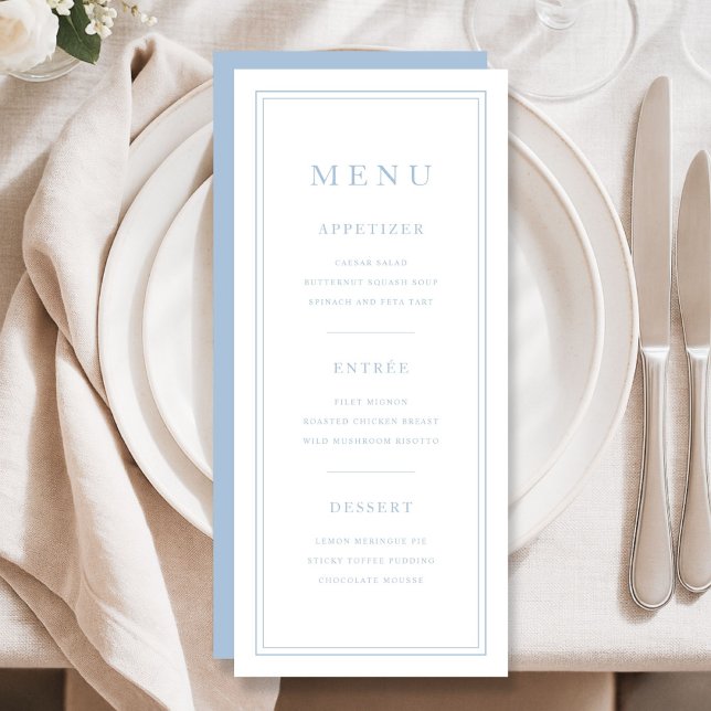 Menú Elegant Minimal Powder Blue (Elegant Minimal Powder Blue Menu)