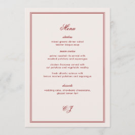 Menú Elegant Old Money Burgundy Wedding