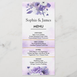 Menú Elegant Purple Watercolor wedding