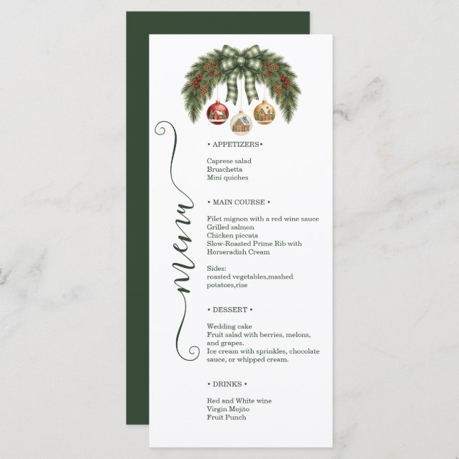 Menú Elegant Rustic Holiday Weeding (Anverso / Reverso)