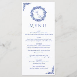 Menú Elegant Vintage French Blue Floral Wedding