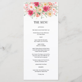Menú Elegant Watercolor Bright Pink Floral Wedding