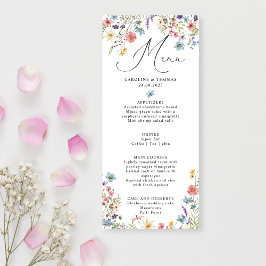 Menú Elegant Wildflower Bloom Script Wedding