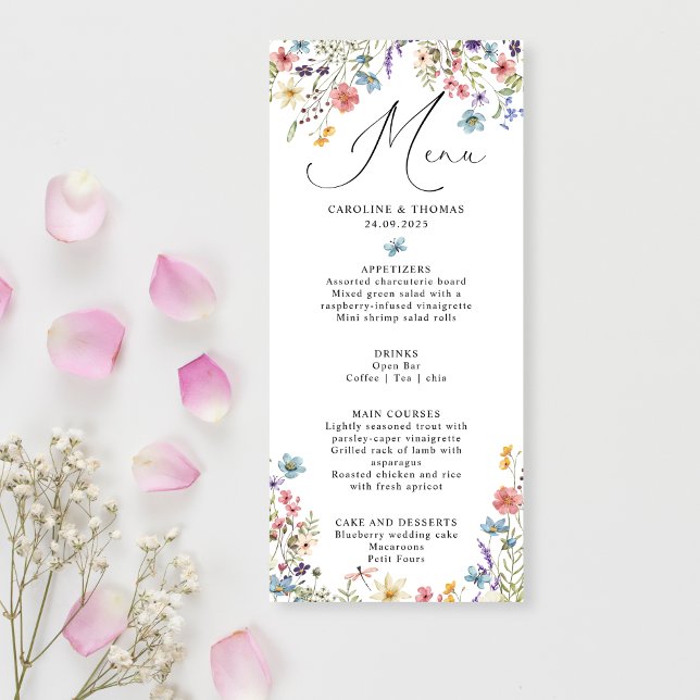 Menú Elegant Wildflower Bloom Script Wedding (Subido por el creador)