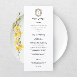 Menú Elegant Wildflower Floral Monogram Crest Wedding