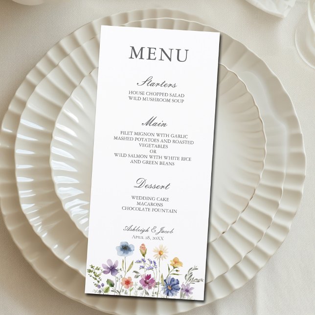 Menú Elegant Wildflower Spring Wedding Dinner (Subido por el creador)