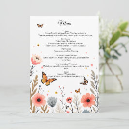 Menú Elegant Wildflowers And Butterflies Wedding