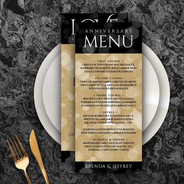 Menú Elegante 1er aniversario de Boda de papel (Elegant 1st Paper Wedding Anniversary Menu Rack Card Cover Photo.)