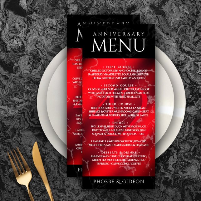 Menú Elegante 42° Aniversario del Boda Jasper (Elegant 42nd Jasper Wedding Anniversary Menu Rack Card Cover Photo.)