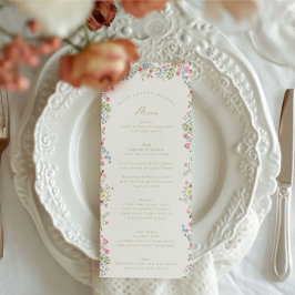 Menú elegante acuarela acuarela floral boda primavera