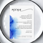 Menú Elegante acuarela boda de escritura azul náutico<br><div class="desc">Elegante acuarela de color azul náutico boda Menú. Adecuado para cumpleaños,  aniversario y cualquier otro fiesta. Por favor,  contáctame si necesitas artículos adicionales.</div>