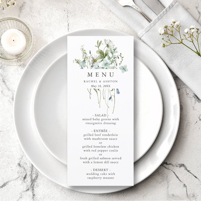 Menú Elegante acuarela Boda de flores silvestres (Subido por el creador)