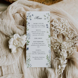 Menú Elegante acuarela Boda de flores silvestres carta
