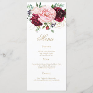 Menú Elegante acuarela floral moderna