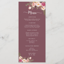 Menú Elegante acuarela Floral Rubor Boda rosa
