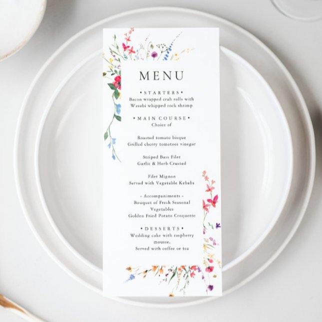 Menú Elegante acuarela Flores salvajes Boda Cena (Subido por el creador)