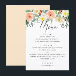 Menú Elegante acuarela melocotón floral boda en el jard<br><div class="desc">Menú de boda floral de durazno de melocotón. Adecuado para cumpleaños,  aniversario y cualquier otro fiesta. Por favor,  contáctame si necesitas artículos adicionales.</div>