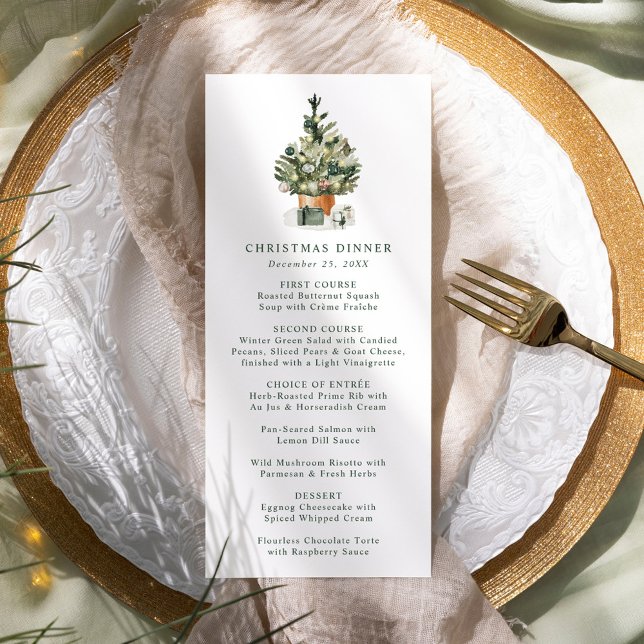 Menú Elegante acuarela Navidades de árbol de Navidad Ce (Subido por el creador)