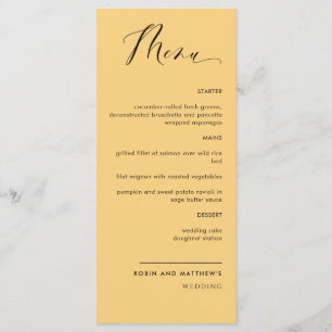 Menú Elegante Amarillo, Boda caligráfico / Recepción Me