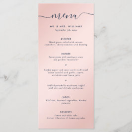 Menú Elegante azul marino y rosa sencillo