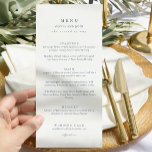 Menú Elegante azul polvoriento Escritura Doble Cara Bod<br><div class="desc">Elegante menú de boda en negro y blanco Escritura Doble Cara con mensaje en el reverso de la tarjeta</div>