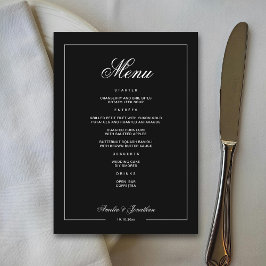 Menú Elegante Black Dark Romantic Winter Wedding