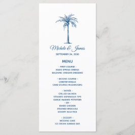 Menú Elegante Blue Palm Tree Tropical Beach Wedding