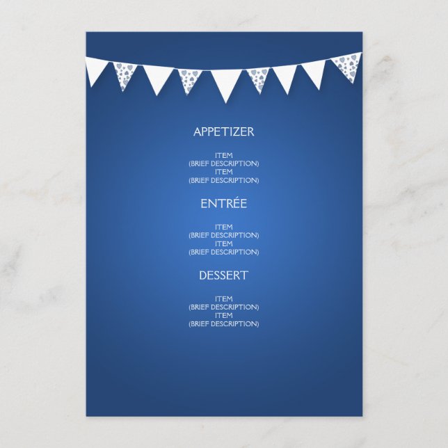 Menú Elegante Boda Amo Bunting Blue (Anverso)