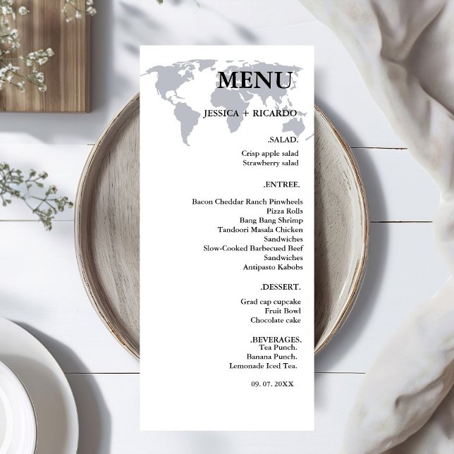 Menú Elegante Boda azul de la Marina de Destino minimal (Subido por el creador)