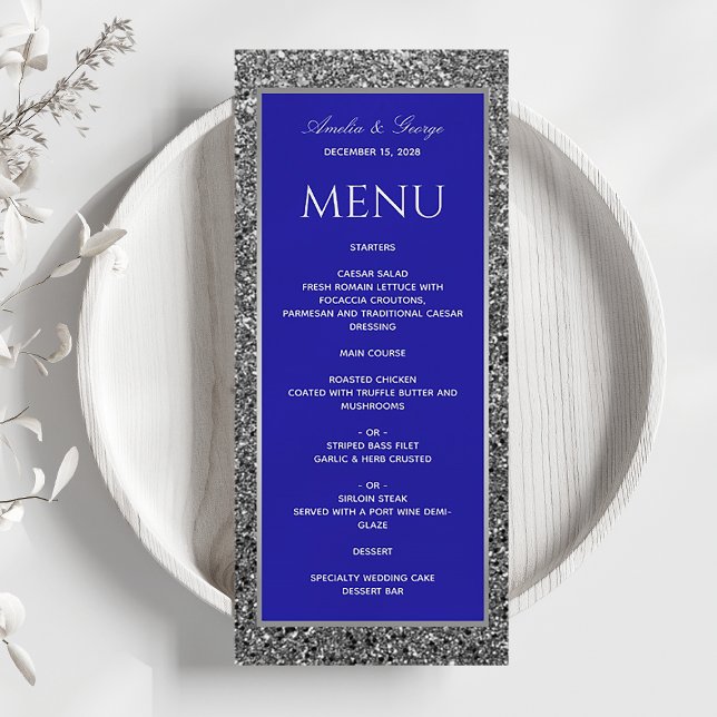 Menú Elegante Boda Azul Plata  (Subido por el creador)