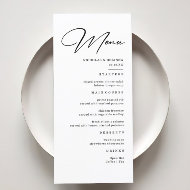 Menú Elegante Boda blanco y negro (Subido por el creador)