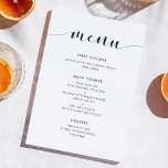 Menú Elegante Boda blanco y negro<br><div class="desc">Tarjeta de menú boda. Elija la simplicidad para su boda con este elegante diseño moderno en blanco y negro.</div>