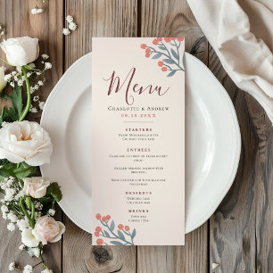 Menú Elegante Boda Boho Wildflower