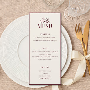 Menú Elegante Boda Burgundy Old Money