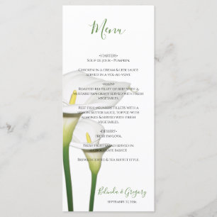 Menú Elegante Boda Calla Lilies Blanco