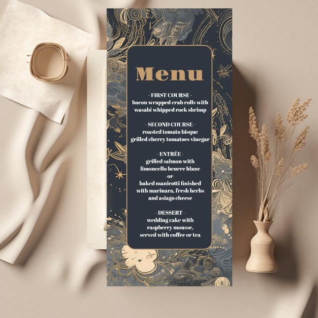 Menú Elegante Boda Celestial de Plata y Oro (Subido por el creador)
