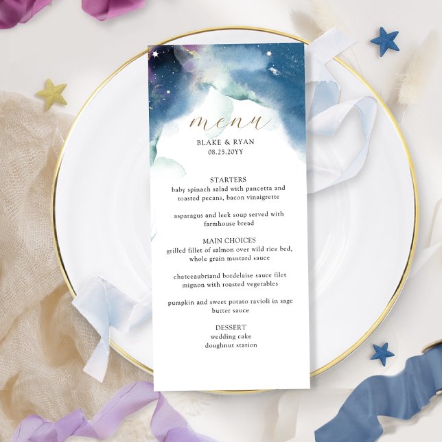 Menú Elegante Boda Celestial Starry Night Sky (Subido por el creador)