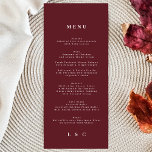 Menú Elegante Boda Clásico de Pluma Roja Oscura y Borgo<br><div class="desc">menú delgado para coincidir con la colección *si desea más opciones de papel este diseño se puede transferir a un programa delgado *o para más ayuda póngase en contacto conmigo</div>