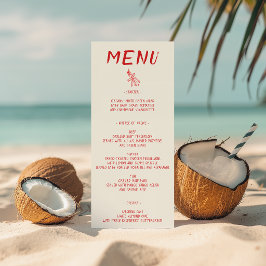Menú Elegante Boda con Letra de Pincel Rojo