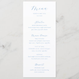 Menú Elegante Boda Costera Chic de Azul y Blanco