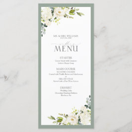 Menú Elegante Boda de acuarela verde gris gris verde